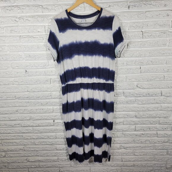 Old Navy Dresses & Skirts - Old Navy Blue White Tie Dye T-Shirt Dress Midi 100% Cotton XL C18E